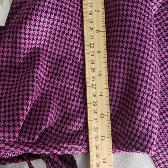 Zara Houndstooth Deep V-neck Long Sleeve Collared Crop Top Size Medium Pink and - Picture 5 of 11